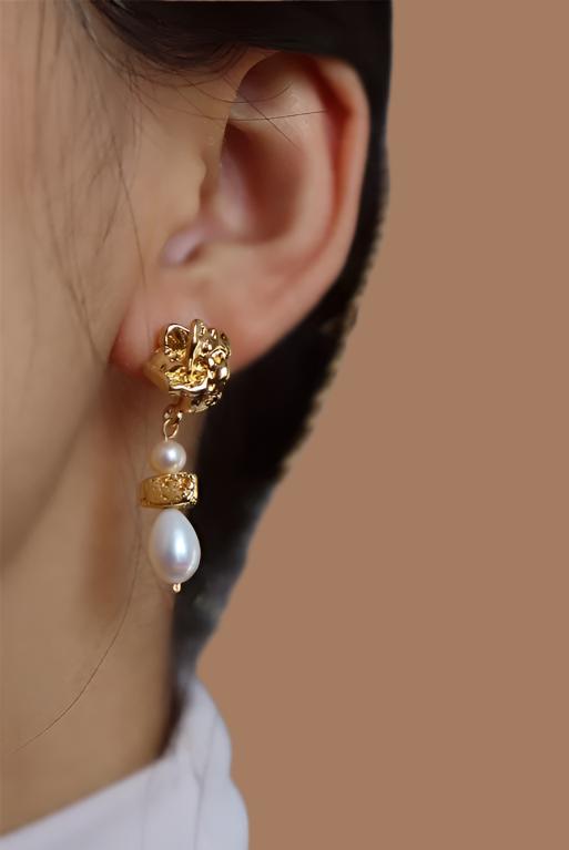 Antique Real Pearl  Earrings