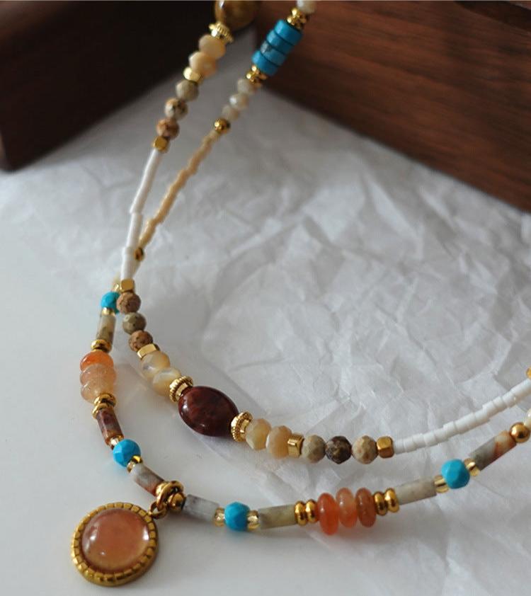 Handmade Natural Stone Mixed Beaded Necklace Set