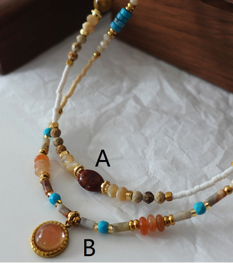 Handmade Natural Stone Mixed Beaded Necklace Set